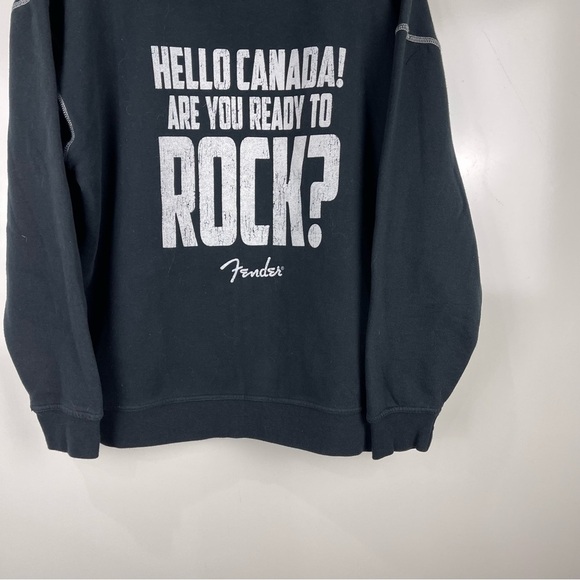 Fender Canada Are You Ready To Rock Zip Up Hoodie Black Men's Size Medium - Picture 8 of 9